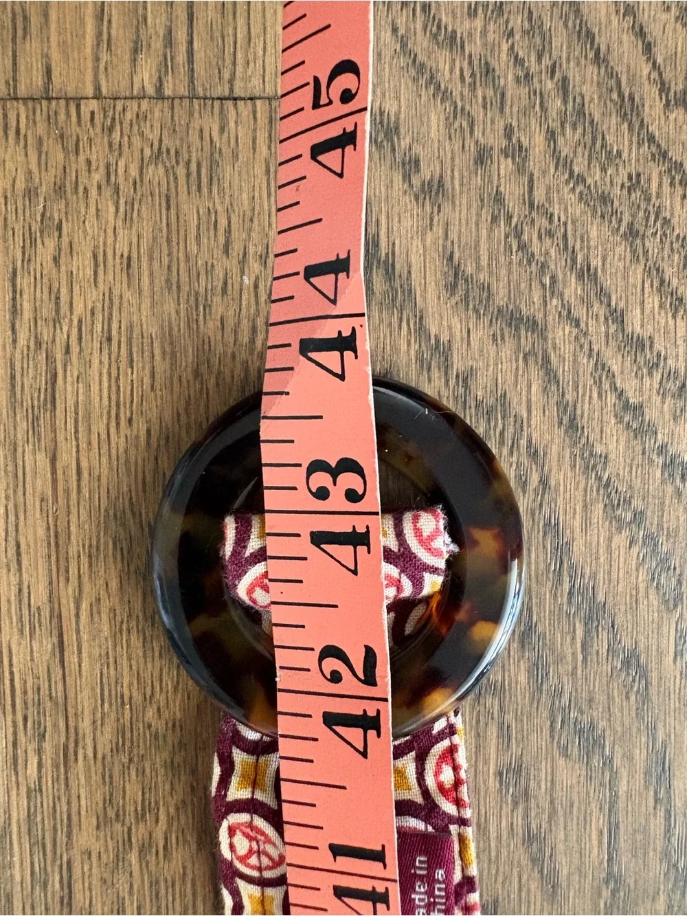 Vera Bradley Maroon Floral Fabric Belt with Tortoiseshell Ring